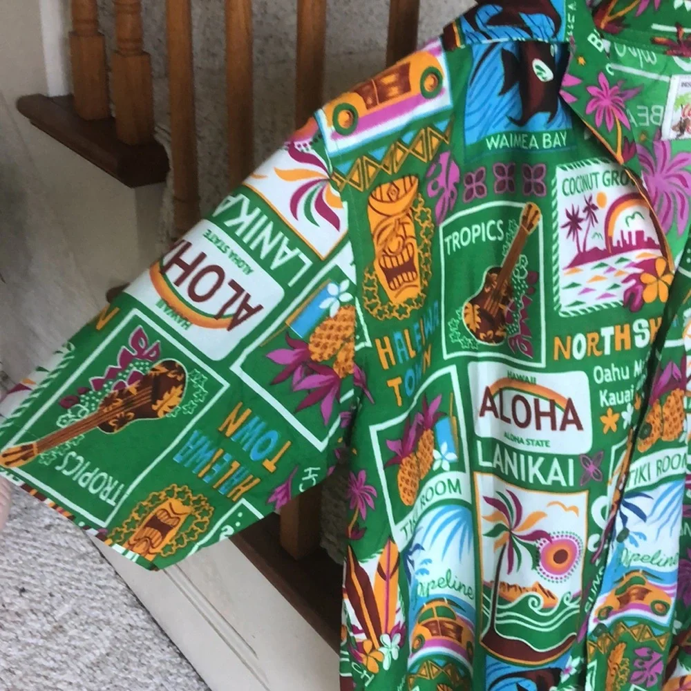 Vintage Designed In Hawaii For Waikiki Creations Hawaiian Button Down Shirt - Picture 6 of 8